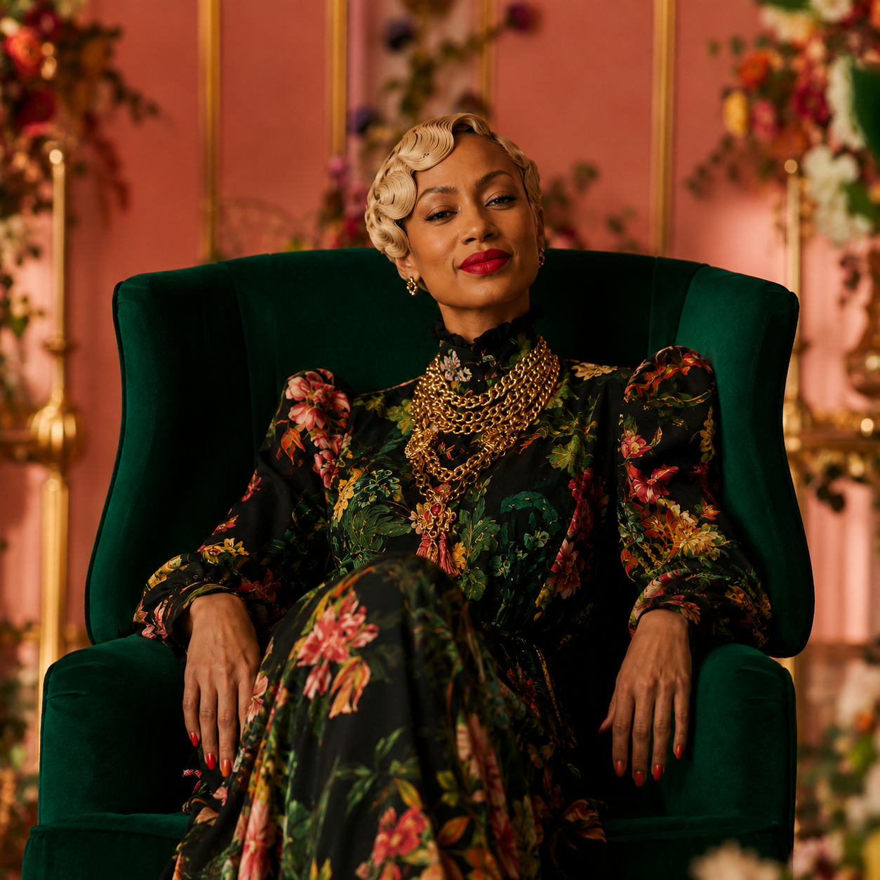 Amanda Raquel, floral editorial portrait
